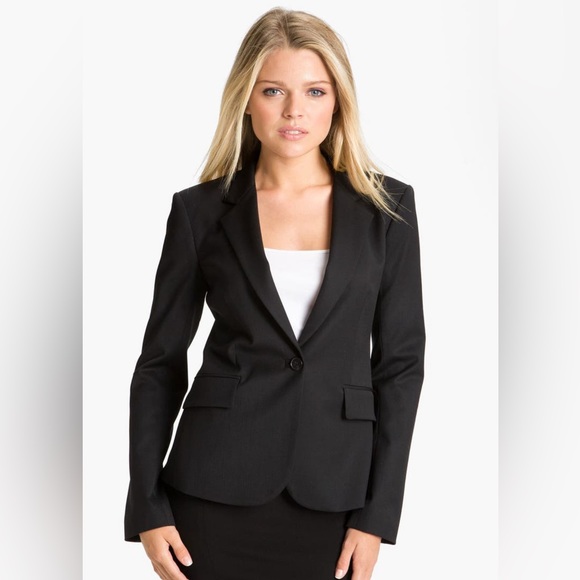 Theory ‘Gabrielle’ Textured Single Breasted Single Button Black Blazer Size 8 - Picture 1 of 14